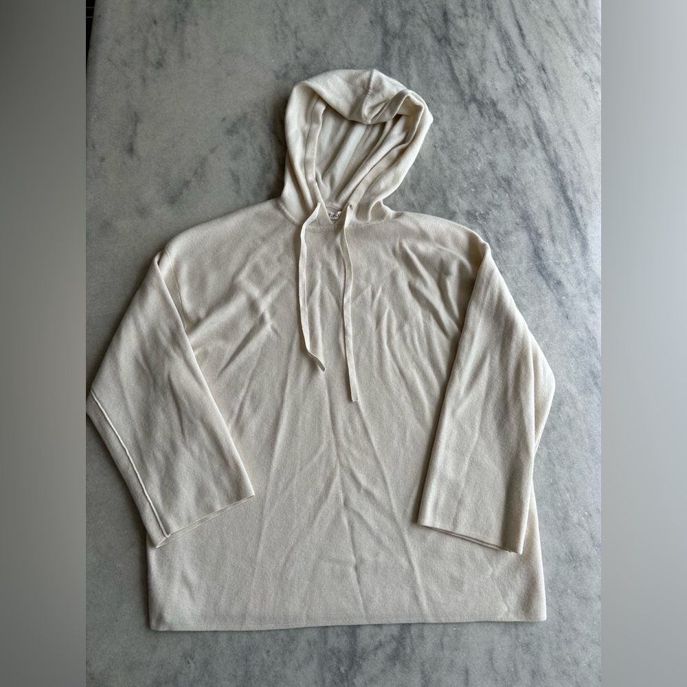 Live The Process Cream Cashmere Oversized Hoodie Sweater Sz XS